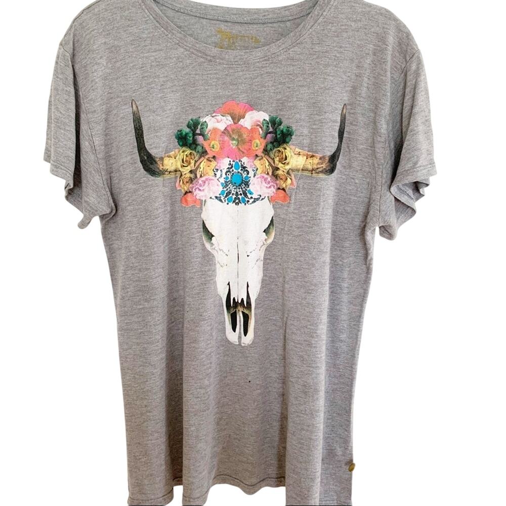 Show me Your MuMu Grey Oliver Bull Skull Tee Medium